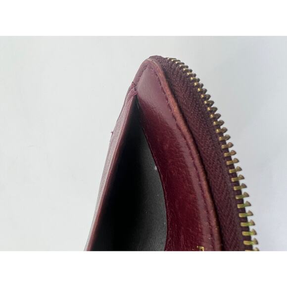 Vintage Fossil Wallet Red Burgundy Zip Leather Pockets 6 x 4 Boho Indie Travel - Picture 6 of 9